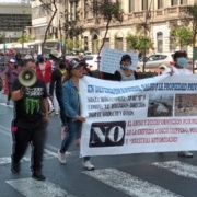 Marcha de afectados por el vertido de Repsol en Chancay, Perú